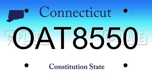 OAT8550 Connecticut License Plate