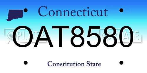 OAT8580 Connecticut License Plate