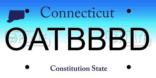 OATBBBD Connecticut License Plate