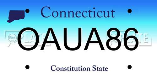 OAUA86 Connecticut License Plate
