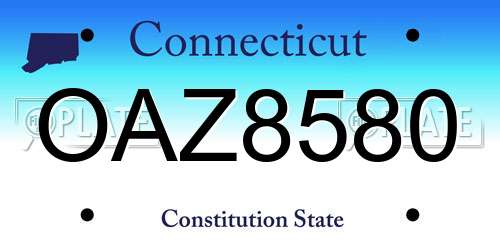 OAZ8580 Connecticut License Plate
