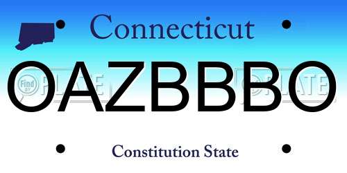 OAZBBBO Connecticut License Plate