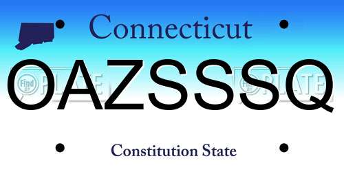 OAZSSSQ Connecticut License Plate
