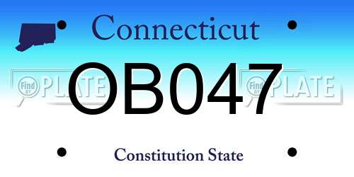 OB047 Connecticut License Plate