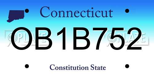 OB1B752 Connecticut License Plate