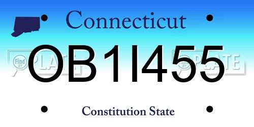 OB1I455 Connecticut License Plate