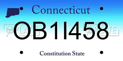 OB1I458 Connecticut License Plate