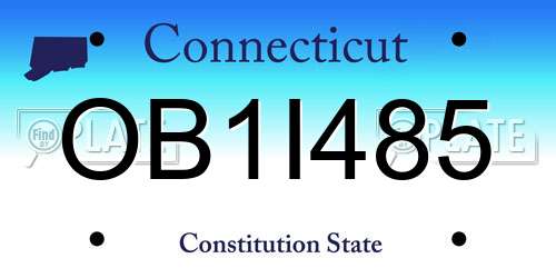 OB1I485 Connecticut License Plate
