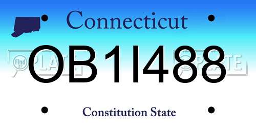 OB1I488 Connecticut License Plate