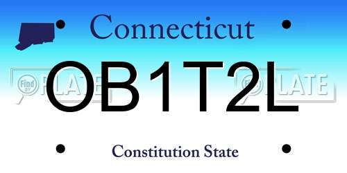 OB1T2L Connecticut License Plate