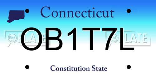 OB1T7L Connecticut License Plate