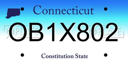 OB1X802 Connecticut License Plate