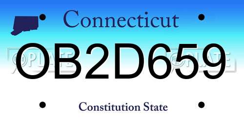 OB2D659 Connecticut License Plate