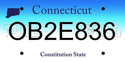 OB2E836 Connecticut License Plate