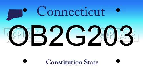 OB2G203 Connecticut License Plate