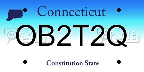 OB2T2Q Connecticut License Plate
