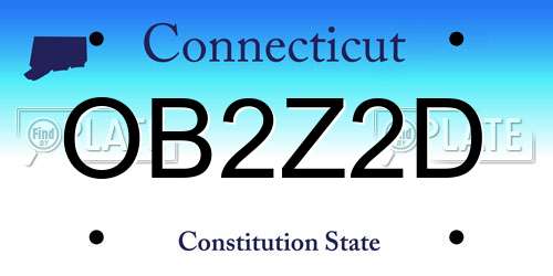 OB2Z2D Connecticut License Plate