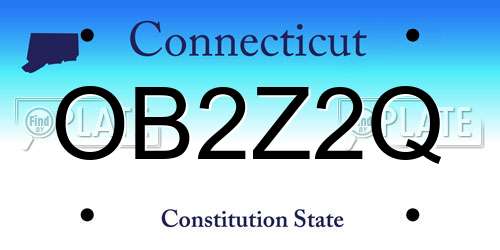OB2Z2Q Connecticut License Plate