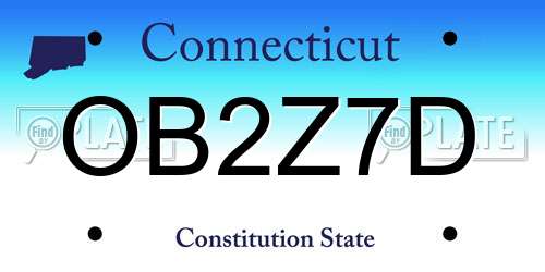 OB2Z7D Connecticut License Plate