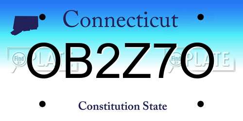 OB2Z7O Connecticut License Plate