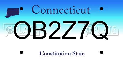 OB2Z7Q Connecticut License Plate