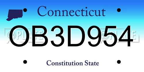 OB3D954 Connecticut License Plate