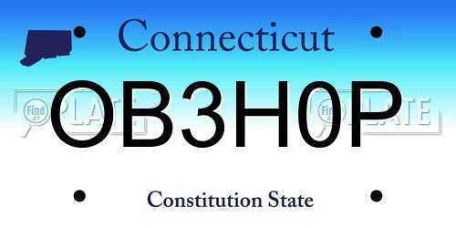 OB3H0P Connecticut License Plate