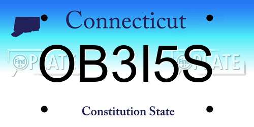 OB3I5S Connecticut License Plate