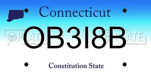 OB3I8B Connecticut License Plate