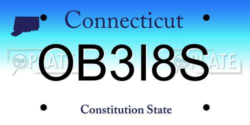 OB3I8S Connecticut License Plate