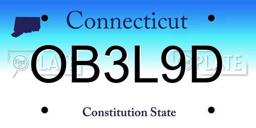OB3L9D Connecticut License Plate