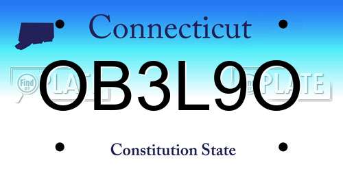 OB3L9O Connecticut License Plate