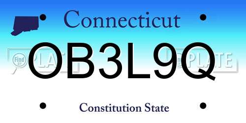 OB3L9Q Connecticut License Plate