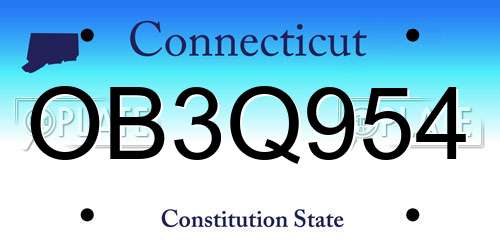 OB3Q954 Connecticut License Plate