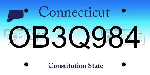 OB3Q984 Connecticut License Plate