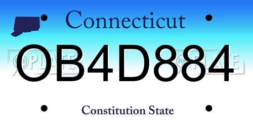 OB4D884 Connecticut License Plate