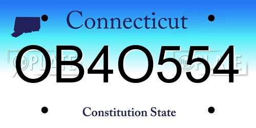 OB4O554 Connecticut License Plate
