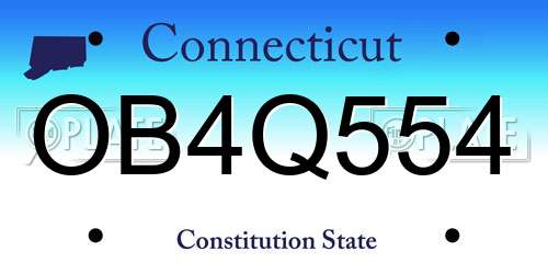 OB4Q554 Connecticut License Plate