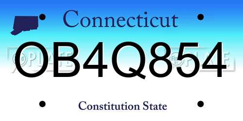 OB4Q854 Connecticut License Plate