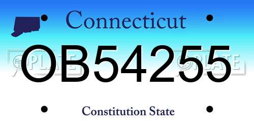 OB54255 Connecticut License Plate