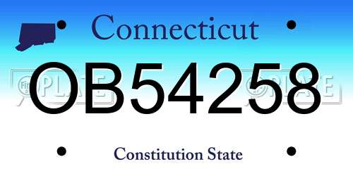 OB54258 Connecticut License Plate