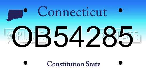 OB54285 Connecticut License Plate