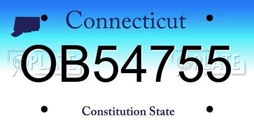 OB54755 Connecticut License Plate