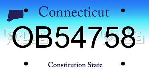 OB54758 Connecticut License Plate