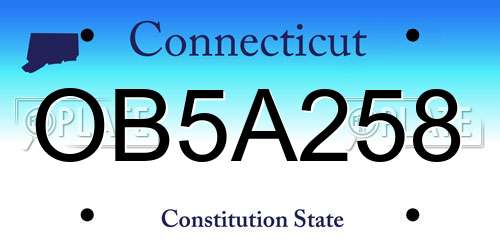 OB5A258 Connecticut License Plate