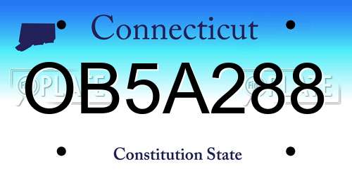 OB5A288 Connecticut License Plate