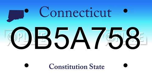 OB5A758 Connecticut License Plate