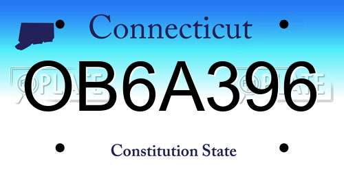 OB6A396 Connecticut License Plate