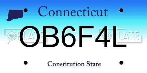 OB6F4L Connecticut License Plate