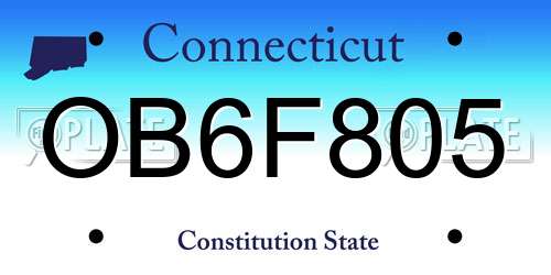 OB6F805 Connecticut License Plate